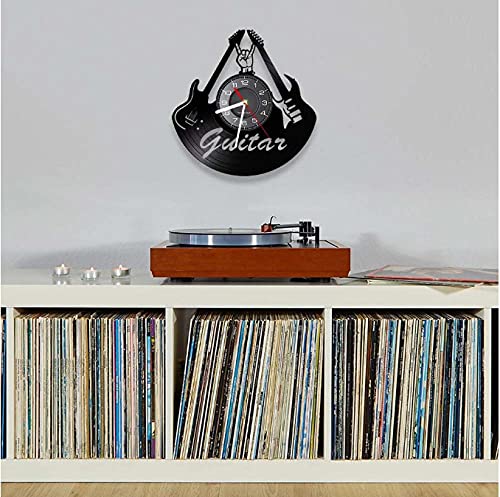 Chitarre elettriche Retro Rock And Roll Disco in Vinile Orologio da Parete Band Music Studio Decor Disco in Vinile Craft Design Moderno Orologio a Tempo