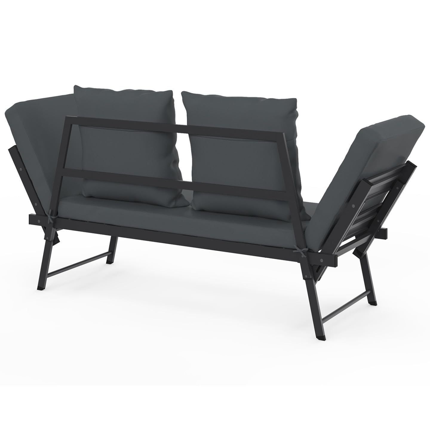 IDMarket - Canapé de Jardin Convertible NOLA Gris Anthracite