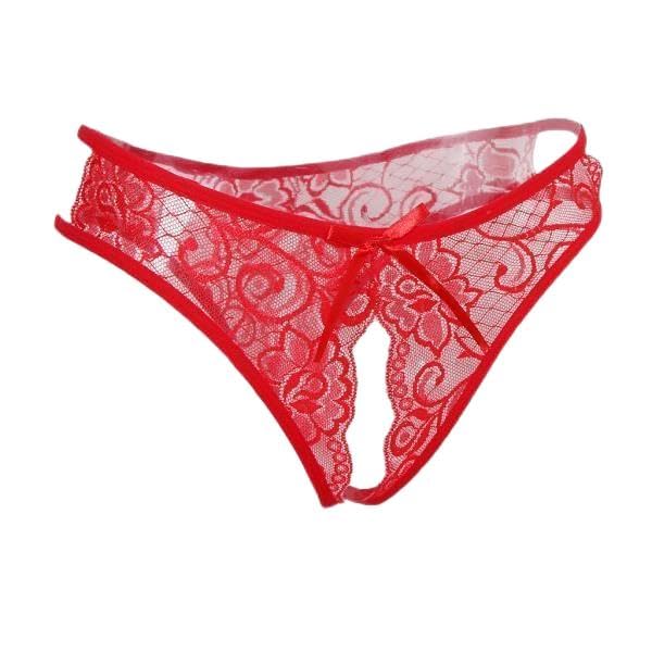 ujeavette 2x Womens Sexy Floral Lace Thong Underwear Crotchless Panties Lingerie Red-picture-35