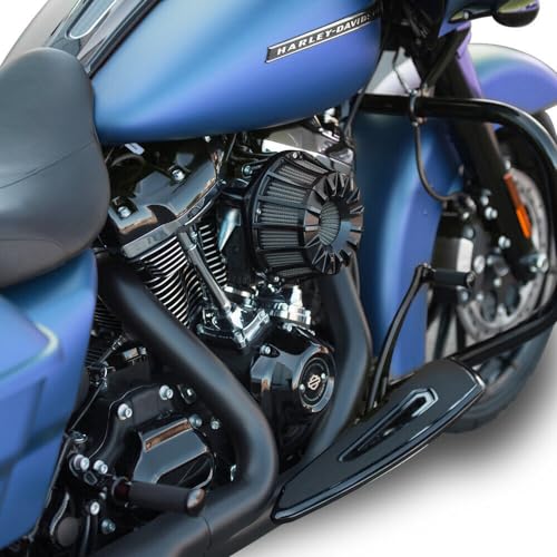 Image of For harley air cleaner filter Touring street glide road king electra tri trike Dyna Sportster XL 883 1200 Softail air intake (Speed 15 style - Black, D-For M8 Touring /Softail 2018-UP)