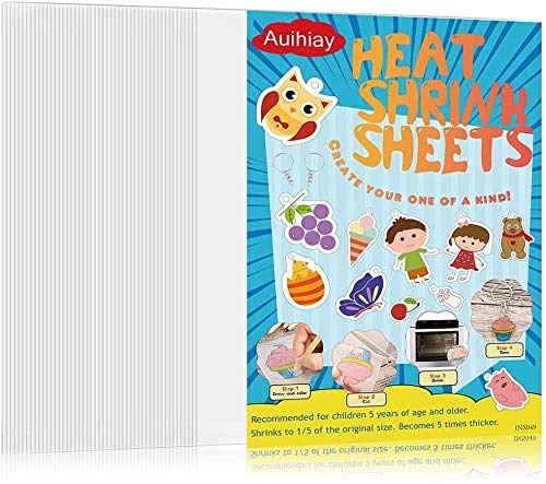 Auihiay 50 Pieces Blank Shrink Plastic Sheets Shrink Films Papers for Kids Creative Craft, 5.7 x 7.9inch / 14.5 x 20cm