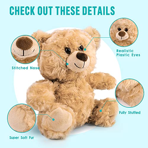 Benben Teddy Bear Stuffed Animal, 5 Packs 10 Inch Small Stuffed Teddy Bear Bulk, Shaggy Plush Toy, Baby Shower Decoration, Gifts For Kids Baby, Girls, Boys, Birthday (Curly Hair) #TOP2