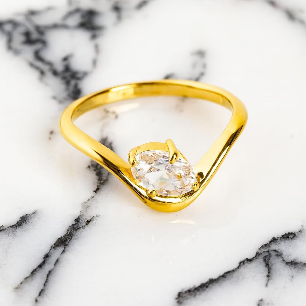 Moissanite Engagement Ring for Women 14k Solid Gold East West Floating Oval Cut Promise Ring Unique Sideways Wedding Jewelry Gift for Her