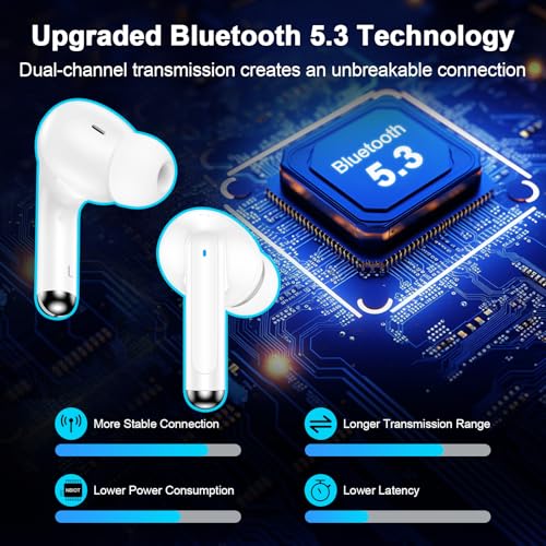 Image of Wireless Headphones Bluetooth 5.3 Ear Buds for Samsung Galaxy A17 /A16 /A15 /S25 /S24 /S23 /S22 /iPhone 17 /16 HiFi Stereo Earbuds with 60H Playtime Noise Canceling in-Ear Earphones for Pixel 10 Pro /9a /9 /8 /7