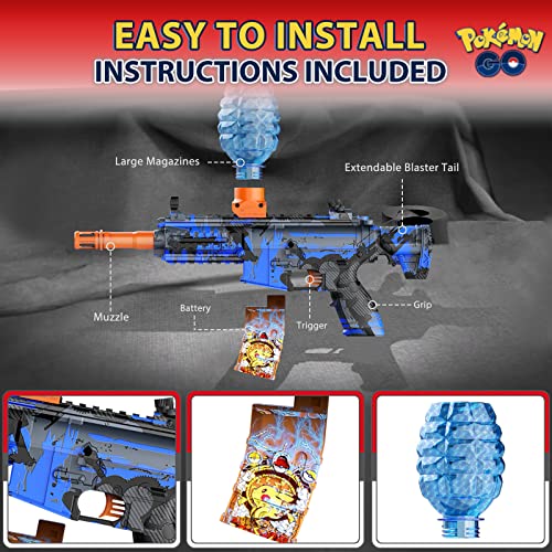 Electric Gel Ball Blaster, High Speed Automatic Splatter Ball Blaster With 40000+ Water Beads And Goggles, Supbec Rechargeable Splatter Ball Toys For Outdoor Activities Game Party Favors- Pika #TOP4