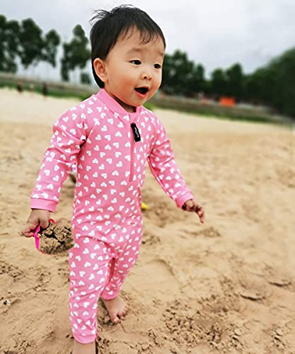 Image of weVSwe Baby Girl Toddler UPF 50+ Rash Guard Swimsuit Sun Protection Beachwear Zipper Bathing Suit 0-3 Years