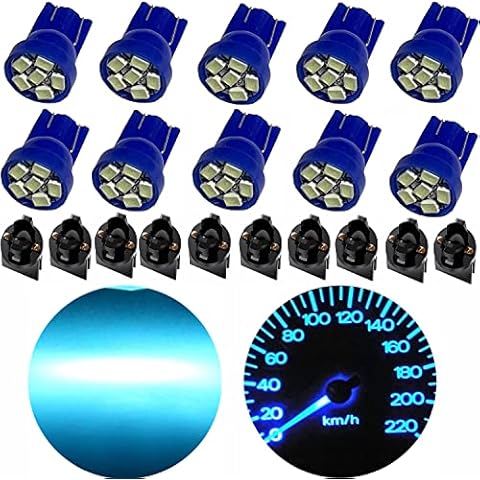 CUSMME 10Pack T10 194 168 LED Light Bulb 158 PC194 161 W5W 147 Instrument Panel Gauge Cluster Dashboard Automotive Light Bulb Ice Blue and Twist Lock Socket Cover
