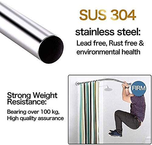 Barra de cortina de ducha curvada, barra extensible de acero inoxidable en forma de L para baño, sin taladro, fácil instalación, barra para colgar cortinas para bañeras
