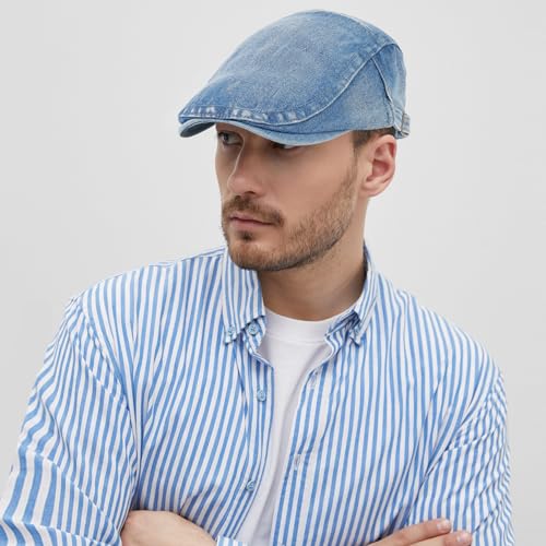 Image of 3Pcs Men's Newsboy Caps Cotton Cooling Hat Adjustable Flat Cap for Men