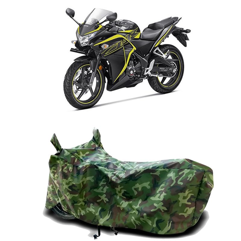 Image of DUFFEL-100% Heat Protection Two Wheeler Bike /Scooty Body Cover for Honda CBR 250 Water Resistance /UV-Rays /Birds Dropping /Scratchproof /Dust Proof /Waterproof[Green Jungle Print]