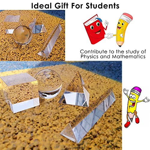 Finderomend K9 Optical Crystal Photography Prism Set,5 Pack With 55Mm Crystal Ball,50Mm Triangular Prism,60Mm Optical Pyramid,50Mm Crystal Cube,150Mm Triangular Prism For Teaching,Photograph #TOP7