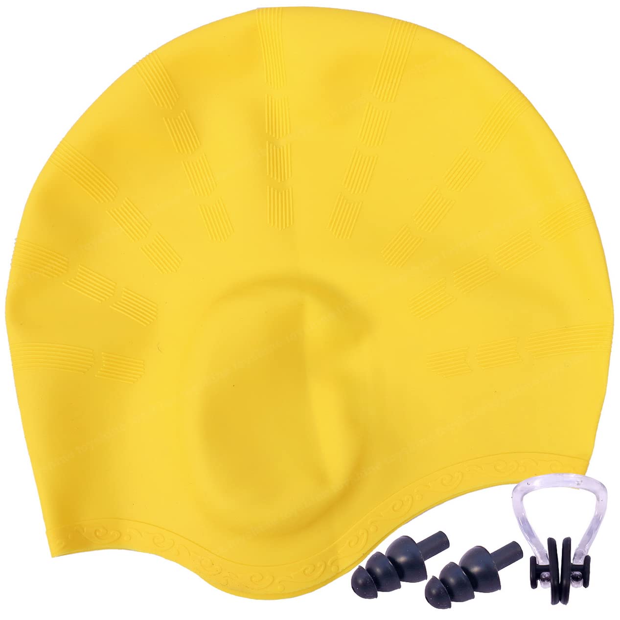 Toyshine Unisex Swim Cap with 3D Ear Protection, Durable Flexible Silicone Swimming Hat for Short/Long Hair with Ear Plugs&Nose Clip, Yellow SSTP (B0C624L1F5) Amazon Price History, Amazon Price Tracker