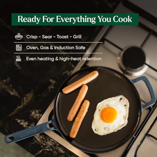 Image of Ember Cookware Pre-Seasoned Cast Iron Tawa for Dosa & Roti 27 cm | 10-Year Warranty | 30% Lighter, Non Stick Induction Cookware | Non Stick Dosa Tawa | Heavy Duty Cookware | Blue