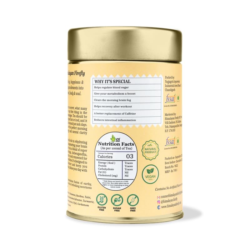 Image of Himalayan Firefly Combo Pure Chamomile and Ashwagandha Tea Monthly Pack | Herbal Floral and Root Loose Blend | Dried Flowers and Roots Infusion for Daily Beverage | Home Office Use | Pack of 2-100g