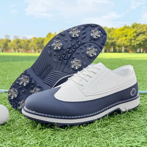 Image of Golf Shoes Men Spikes Classic Golf Footwears Male Walking Sneakers for Golfers Size 7-14