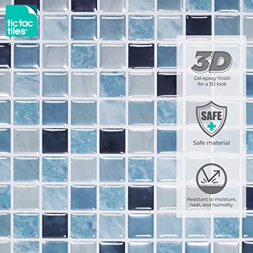 Tic Tac Tiles Peel And Stick Self Adhesive Removable Stick On Kitchen Backsplash Bathroom 3D Wall Sticker Wallpaper Tiles In Square Designs (Maple & Sea) (10, Sea) #TOP5