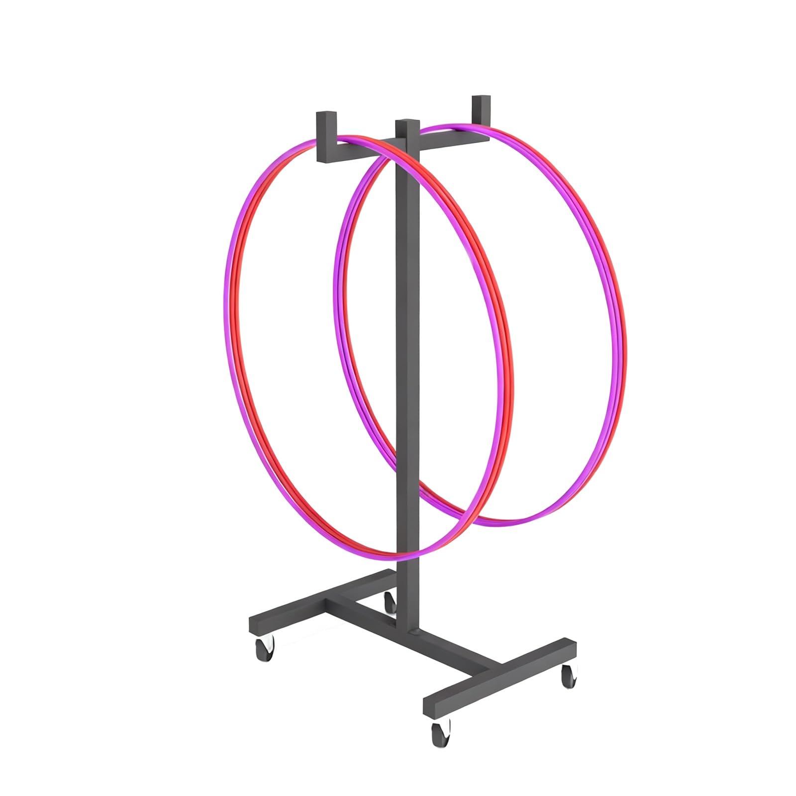Supporto per Hula Hoop Carrello mobile per hula hoop, supporto portaoggetti in ferro battuto per studi yoga e ambienti domestici, organizer salvaspazio per hula hoop