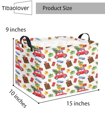 Image of Rectangular Christmas Basket Trick or Treat Spooky Boo Basket with Handles for Women Girls Cute Storage Bin Organizer(Car Christmas)