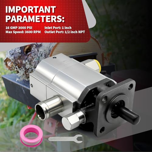 Image of Nakkaa 16 GPM 2 Stage Hydraulic Log Splitter Pump Aluminum Gear Pump | 3000 PSI aluminum hydraulic gear pump, Fast cycle times, Direct replacement pump for gas-powered log splitting machines