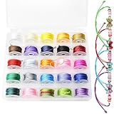 Zuuyye Gewachste Schnur, 25 Rollen Gewachster Faden, Schmuckband für Armbänder, Halsketten, DIY Basteln, 25 Farben im Aufbewahrungsbox