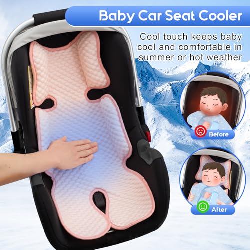 Image of Baby Car Seat Cooling Pad, Mink Dot Carseat Cooler Mat for Girls Boys, Stroller Pad with 3D Breathable Mesh, Multifunctional Infant Insert Liner for Summer