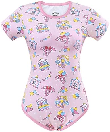 LittleForBig Katoenen Romper Onesie Pajamas - Usagi Pastel Circus Bodysuit Roze XXL
