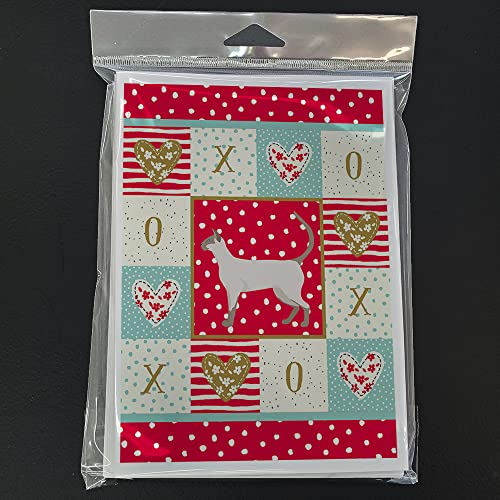 Caroline's Treasures CK5704GCA7P Siamese Modern #1 Cat Love Greeting Cards and Envelopes Pack of 8, Red Blank Cards with Envelopes Whimsical A7 Size 5x7 Blank Note Cards