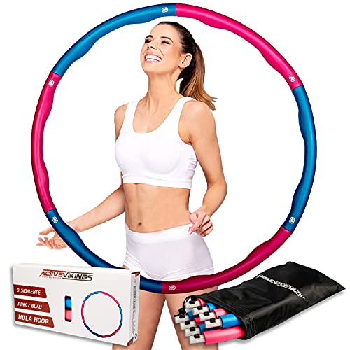 ActiveVikings Hula Hoop Reifen Ideal für Fitness, Gewichtsreduktion und Massage, 6-8 Segmente Abnehmbar - für Erwachsene & Kinder (Blau) Cover