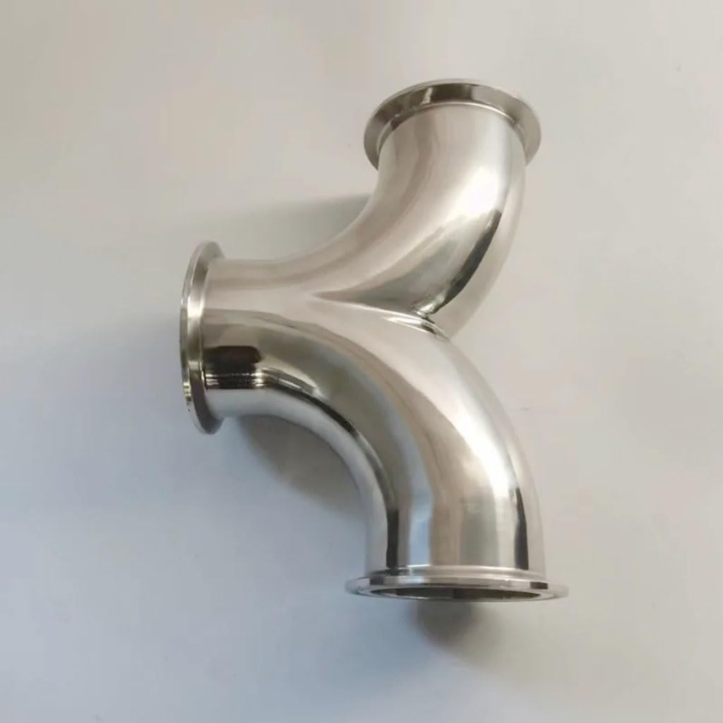 Raccordi Idraulici 1PCS 25-63mm Tubo OD X1.5-2.5 "Tri Morsetto A Forma di Y Gomito 3 Vie SUS 304 in Acciaio Sanitario Raccordo Homebrew Birra Vino(63mm x Ferrule 77.5)