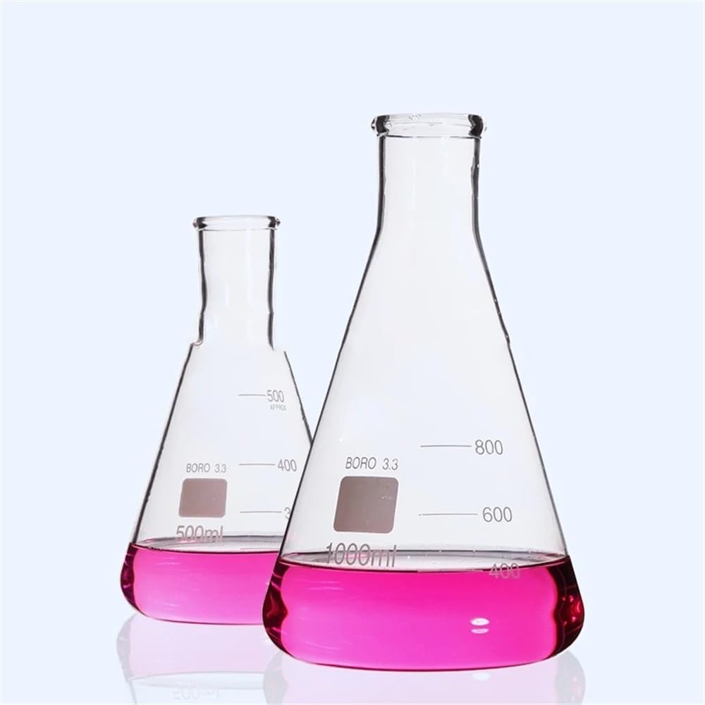 Matraz científico del juego, Matraz Erlenmeyer de vidrio transparente de 50 a 2000 ml(500ml)