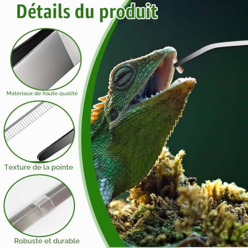 AEIOPRS Lot de 2 pinces d'alimentation extra longues en acier inoxydable pour reptiles Pointe en caoutchouc Aquarium terrarium 27 cm – vue 3