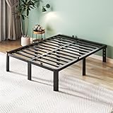 Cozy City Queen Size Bed Frame, 14 Inch Heavy Duty Metal Platform Bed Frame, Noise Free Steel Mattress Foundation, No Box Spring Needed, Spacious Under Bed Space