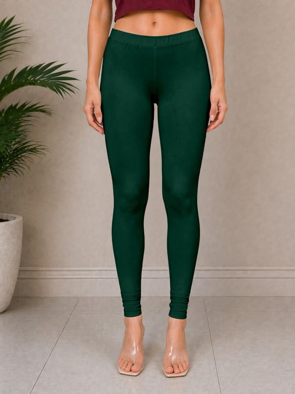 Image of TRENDMALLS Women's Microfiber Elastane Stretch Soft Churidar Length Leggings with Ultrasoft Waistband