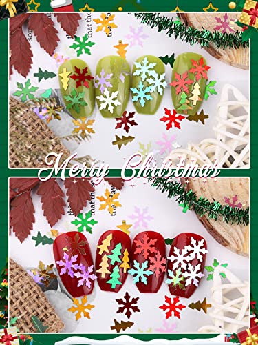 Ebanku 12 Colors Laser Snowflakes Glitter Nail Sequins, 3D Christmas Holographic Snowflakes Flakes Nail Sequins, Sparkly Snowflakes Flakes Nail Glitter For Xmas Diy Nail Art Decoration Resin Mold #TOP4