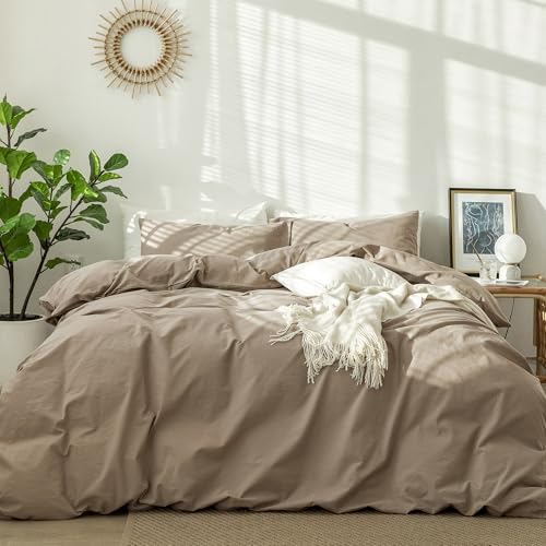 Image of MooMee Duvet Cover Set 100% Washed Cotton Linen Like Super King