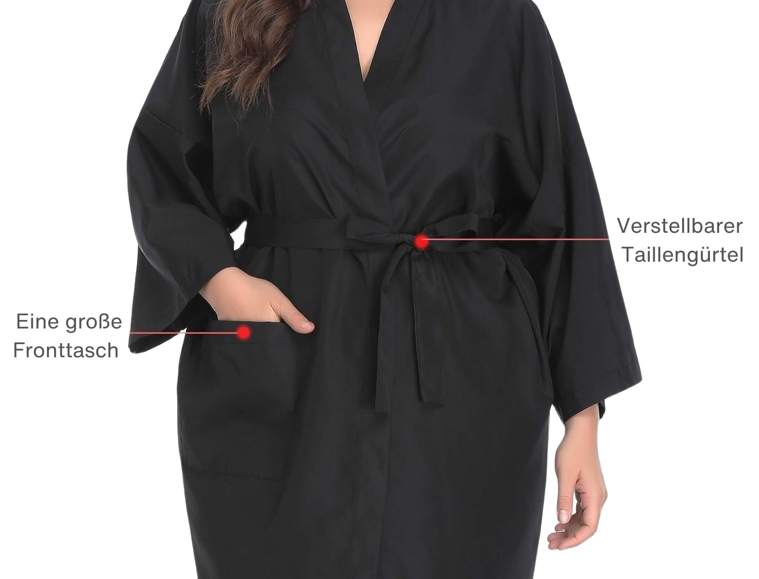 PERFEHAIR Salon Kundenkleid, Fiseurumhang im Kimono Stil (Farbe: Schwarz)