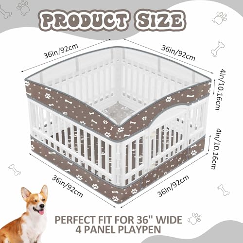 Image of 2 Pack Dog Playpens Cover and Bottom Mat Fits 4 Panels, Grey | for 36 Inch Pet Playpen, Dog Crate Cover Puppy Exercise Pad, Reusable Washable, Hook and Loop Design, Playpen Not Included