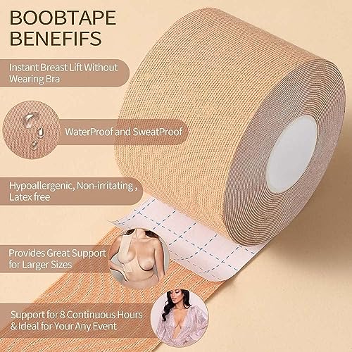 Okela Boob Tape - Breast Lift Tape for Large Breast,Body Tape for Breast Lift w 2 Pcs Breast Petal Adhesive Bra2