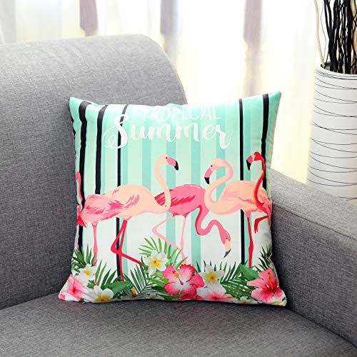 Pibupibu 4/6 Party Packs 18"X18" Flamingo Throw Pillow Case Cushion Cover Soft Velvet Decorative Pillowcases Set (6 Packs Green Series) #TOP4