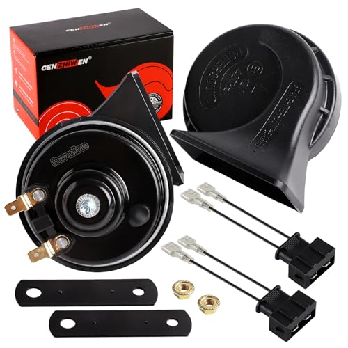Car Horn loud 12v with 2+1 Pack Pigtail Converter ? Multifunction Loud High Low 2 Tone Auto Horn, Waterproof 130dB Electric Snails for Cars (Replacement for Audi)