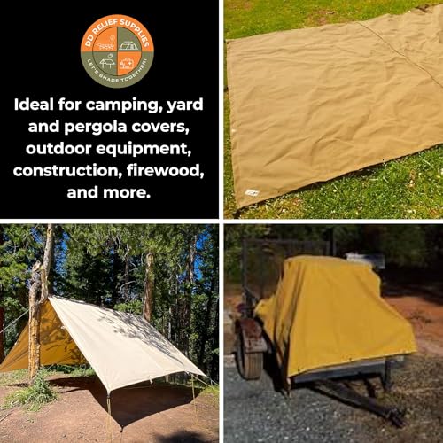 Image of ISO Certified Heavy Duty Tan Waterproof Canvas Sheet | UV Resistant Tarpaulin with Rustproof Grommets for Outdoor, Industrial & Commercial Use | 550 GSM | 8x10 ft