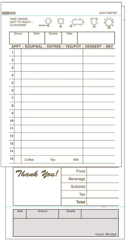 DayMark 112800 Tan 2-Part Carbonless 15-Line Guest Check - 2000 / CS
