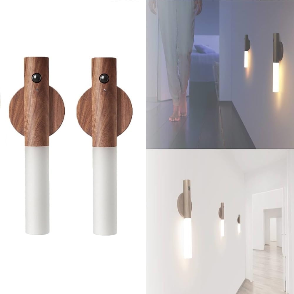 Motion Sensor USB Charging Smart LED Self-Stick Light with Magnetic Closet | Wall-Mounted Motion Activated Plexiglass Night Light for Indoor & Outdoor Uses (Pack of 2)