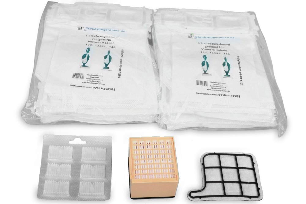 12 Bolsas De Microfibra Para Aspiradora Vorwerk Kobold 135, 136 - Filtración De 5 Capas, Cierre Antipolvo - Compatibles, No Originales