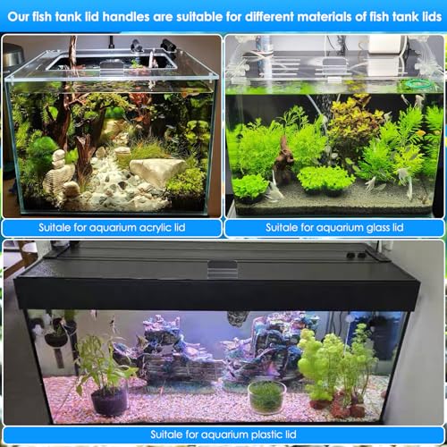 Image of NestBasics 6pcs Aquarium lid Hinge Acrylic Fish Tank Glass Canopy Handle Fish Tank Hood top Cover Replacement Double Tape Pull Handle