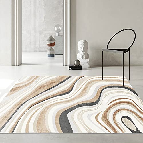 Finoren Artistic Abstract Area Rug.cream And Brown,4'X6', Suitable For Bedroom, Living Room, Apartment, Machine Washable Non-Slip Soft Modern Interior Rug,Smudge-Proof, Non-Shedding. #TOP2