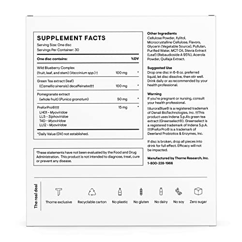 Thorne Prebiotic + Dissolvable Supplement Disc - Bloat-Free Prebiotic With Preforpro And Green Tea Extract - 30 Servings #TOP1