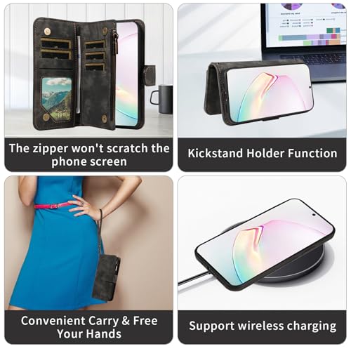 Étui anti-perte Samsung Note 10 Plus portefeuille zippé antichoc avec sangle
