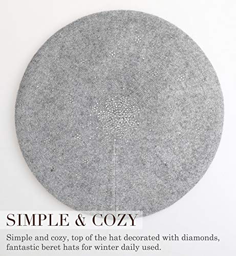 Sumolux Women Beret Hat French Wool Beret Beanie Cap Classic Solid Color Autumn Winter Hats Light Grey #TOP2