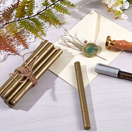CRASPIRE 20 Stück Klebepistole Siegel Wachsstifte 11mm Für Vintage Wachs Siegelstempel Und Brief Einladungskarten Weinflasche Geschenkpaket Dekoration (Bronze)